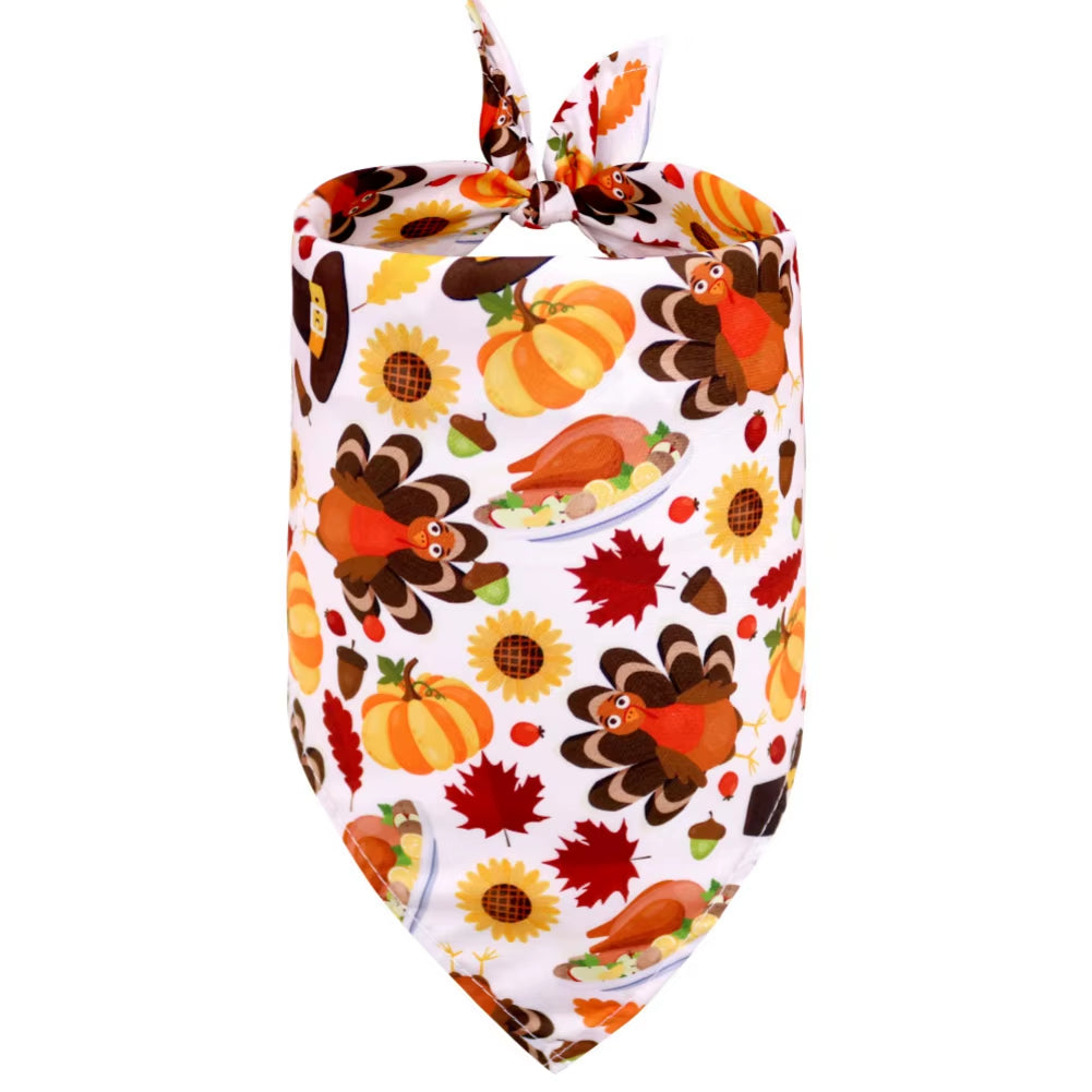 Dog Bandanas Thanksgiving Puppy Cat Dog Bibs for Small Dog Scarf Cozy Nylon Pumpkin Print Dog Accessories for Fall Pet Supplies