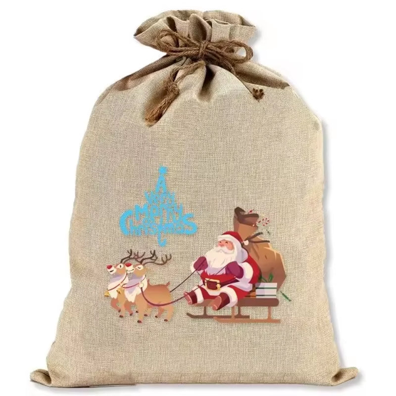 Christmas Burlap Gift Bags (Large) with Drawstrings - Versatile for Holiday Party Wrapping, Kids' Toy Storage & Festive Gifting