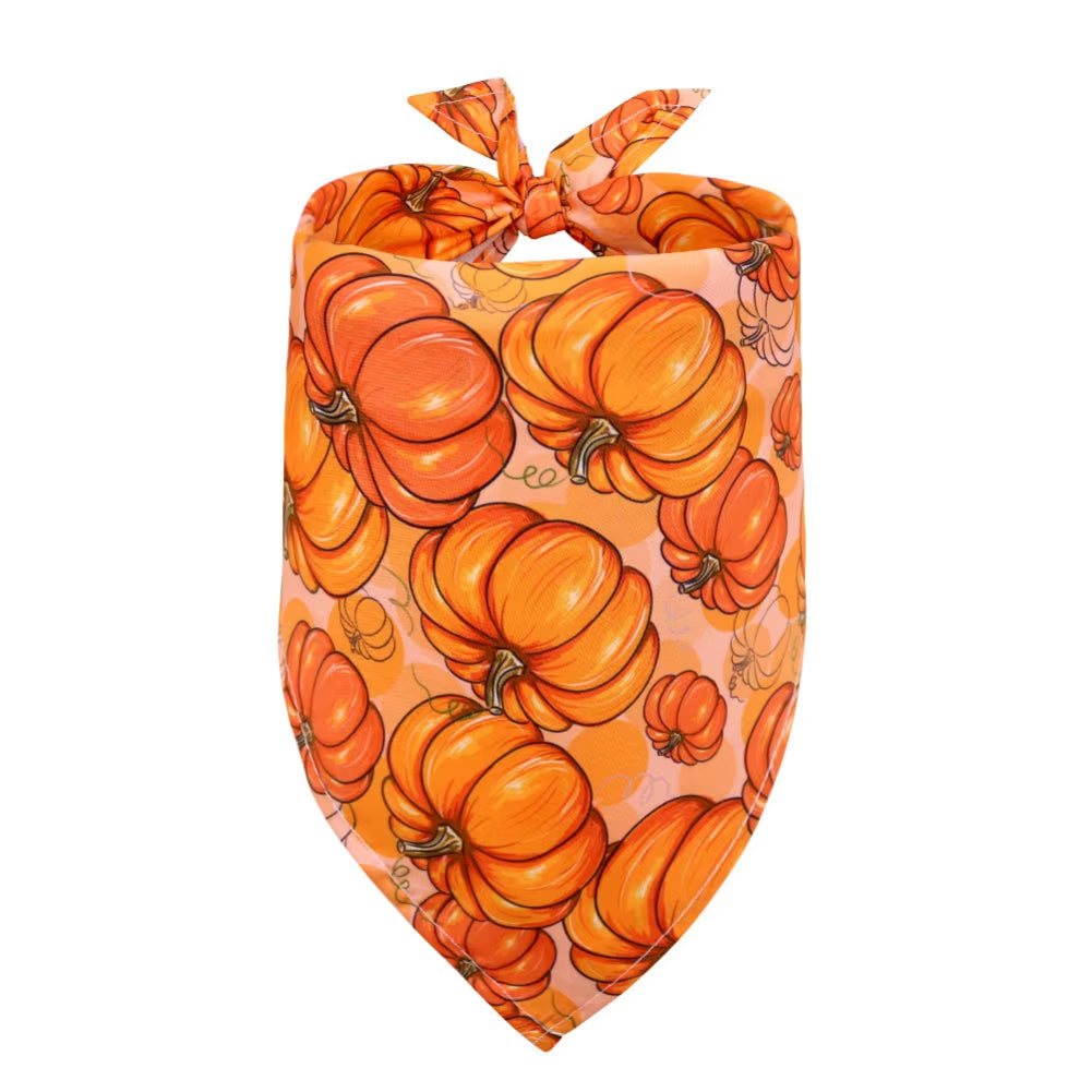 Dog Bandanas Thanksgiving Puppy Cat Dog Bibs for Small Dog Scarf Cozy Nylon Pumpkin Print Dog Accessories for Fall Pet Supplies