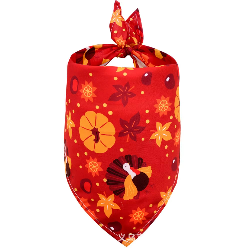 Dog Bandanas Thanksgiving Puppy Cat Dog Bibs for Small Dog Scarf Cozy Nylon Pumpkin Print Dog Accessories for Fall Pet Supplies