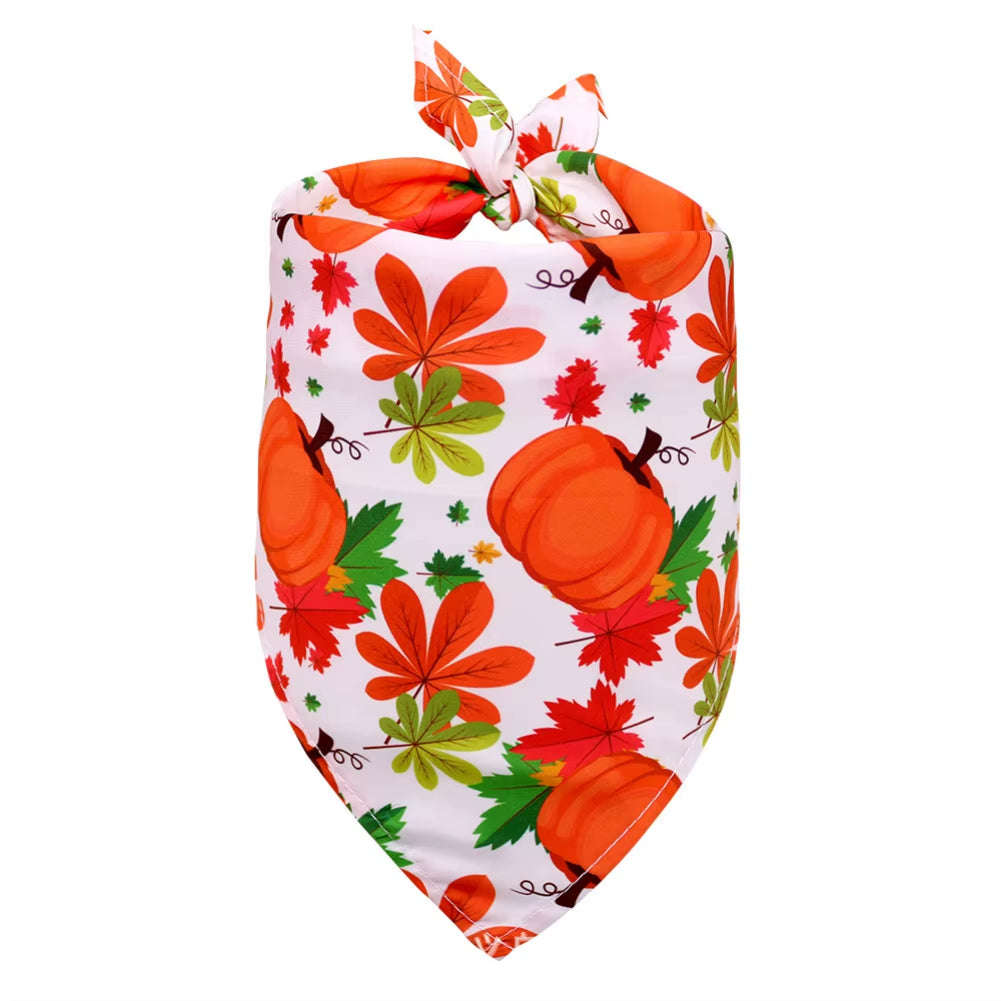 Dog Bandanas Thanksgiving Puppy Cat Dog Bibs for Small Dog Scarf Cozy Nylon Pumpkin Print Dog Accessories for Fall Pet Supplies