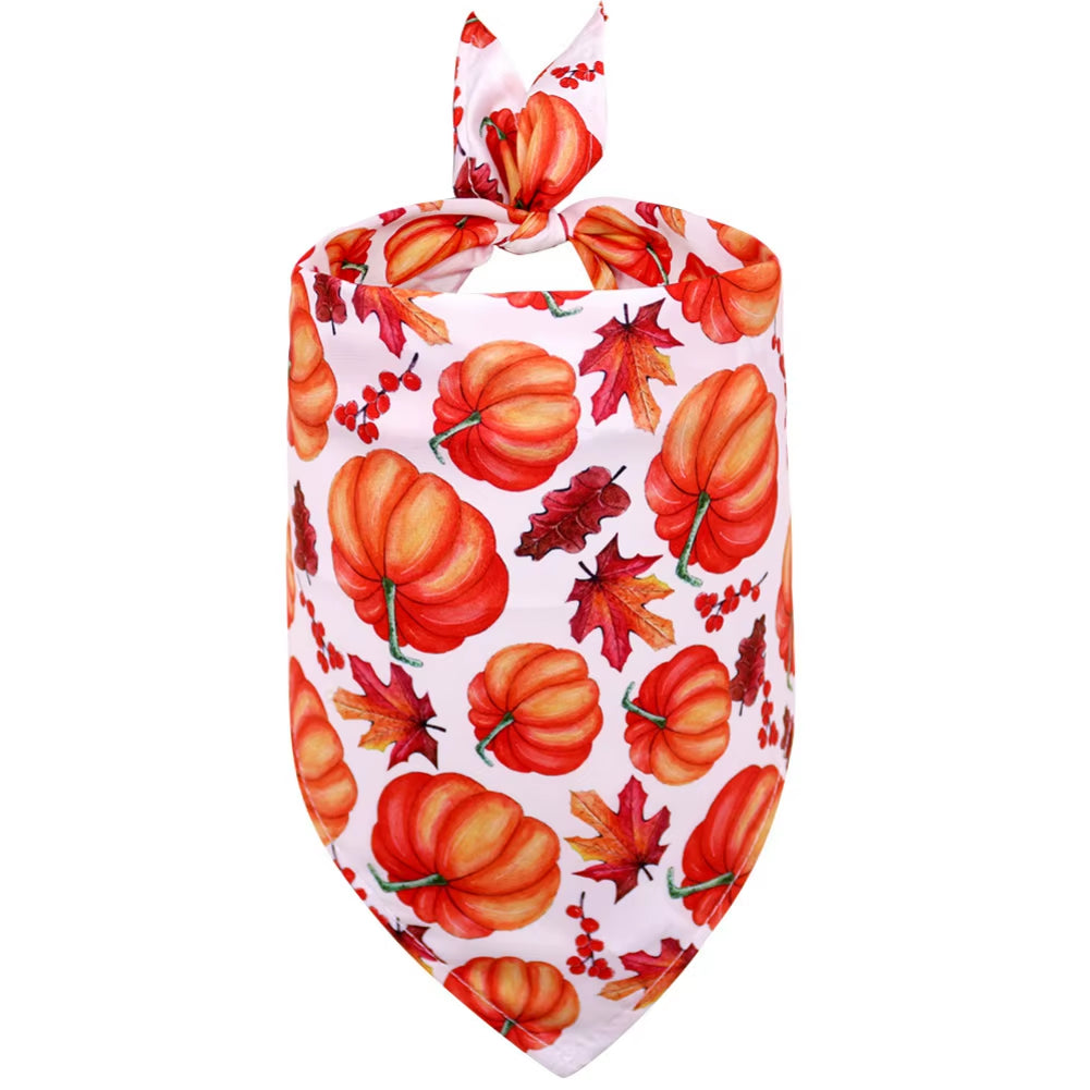 Dog Bandanas Thanksgiving Puppy Cat Dog Bibs for Small Dog Scarf Cozy Nylon Pumpkin Print Dog Accessories for Fall Pet Supplies