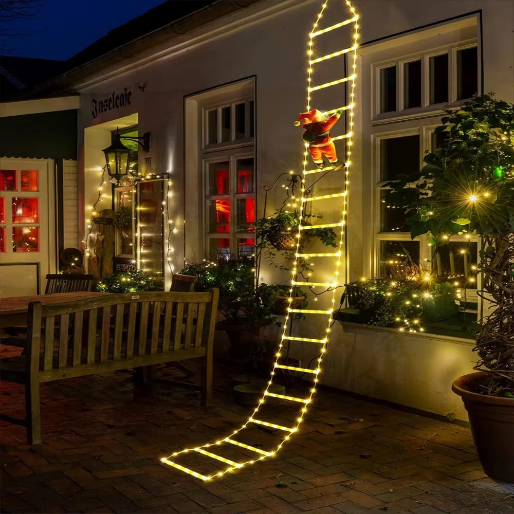 LED Climbing Santa Ladder – Festive 1.7M / 3M Light-Up Christmas Decoration