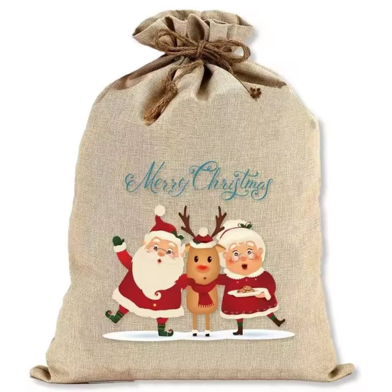 Christmas Burlap Gift Bags (Large) with Drawstrings - Versatile for Holiday Party Wrapping, Kids' Toy Storage & Festive Gifting