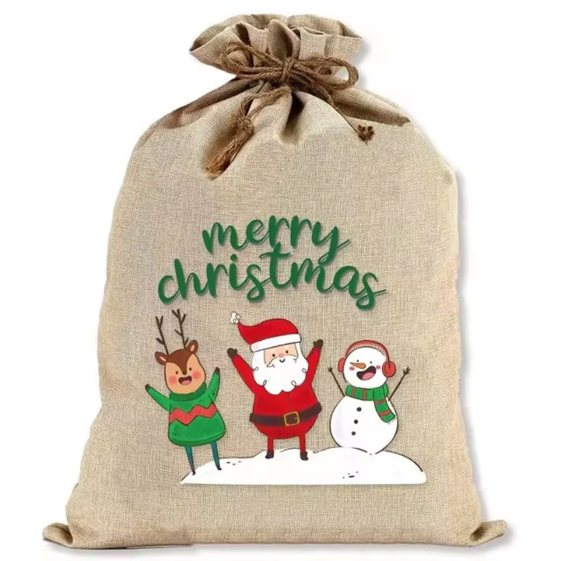 Large Christmas Burlap Drawstring Gift Bags 🎁