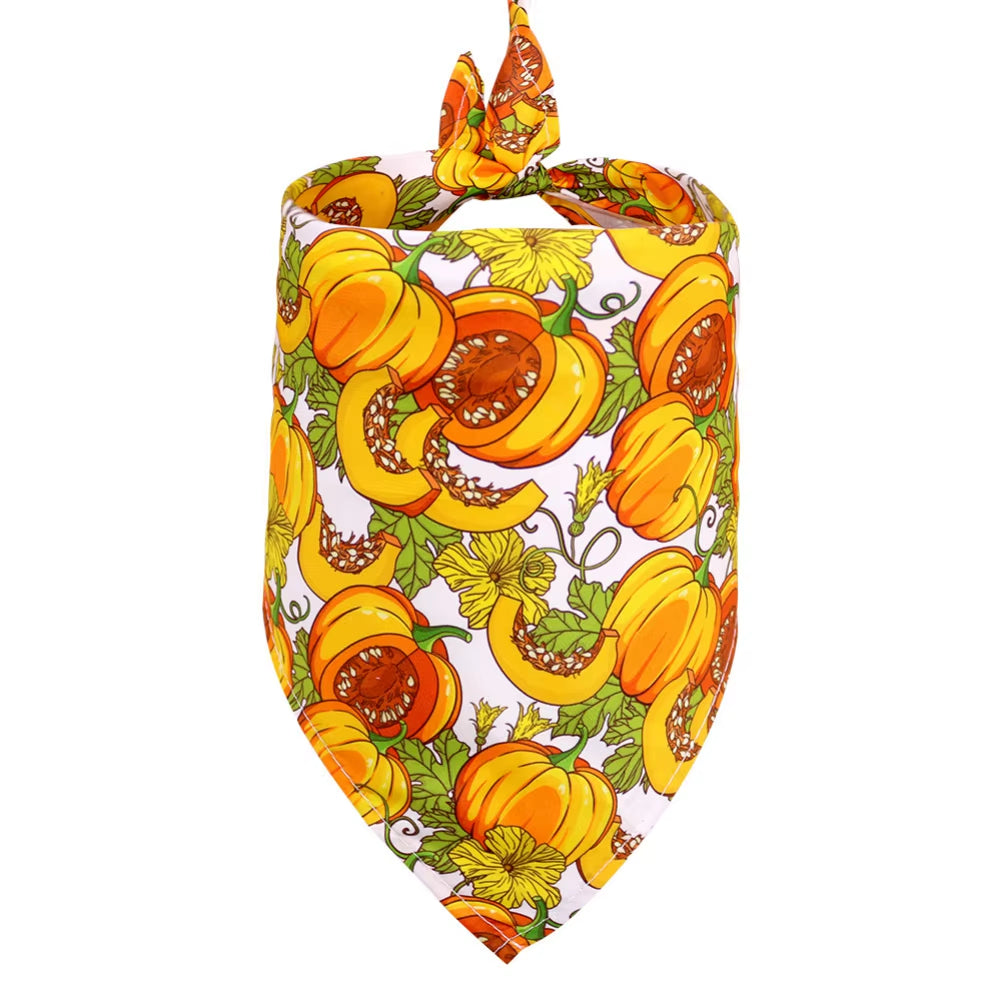 Dog Bandanas Thanksgiving Puppy Cat Dog Bibs for Small Dog Scarf Cozy Nylon Pumpkin Print Dog Accessories for Fall Pet Supplies