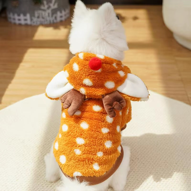 Dog Christmas Reindeer Costume Christmas Dog Costume Pet Elk Cosplay Clothes Cold Weather Dog Outfits Indoor Outdoor Puppy Dress