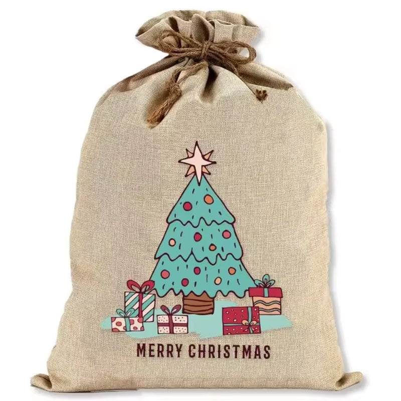 Christmas Burlap Gift Bags (Large) with Drawstrings - Versatile for Holiday Party Wrapping, Kids' Toy Storage & Festive Gifting