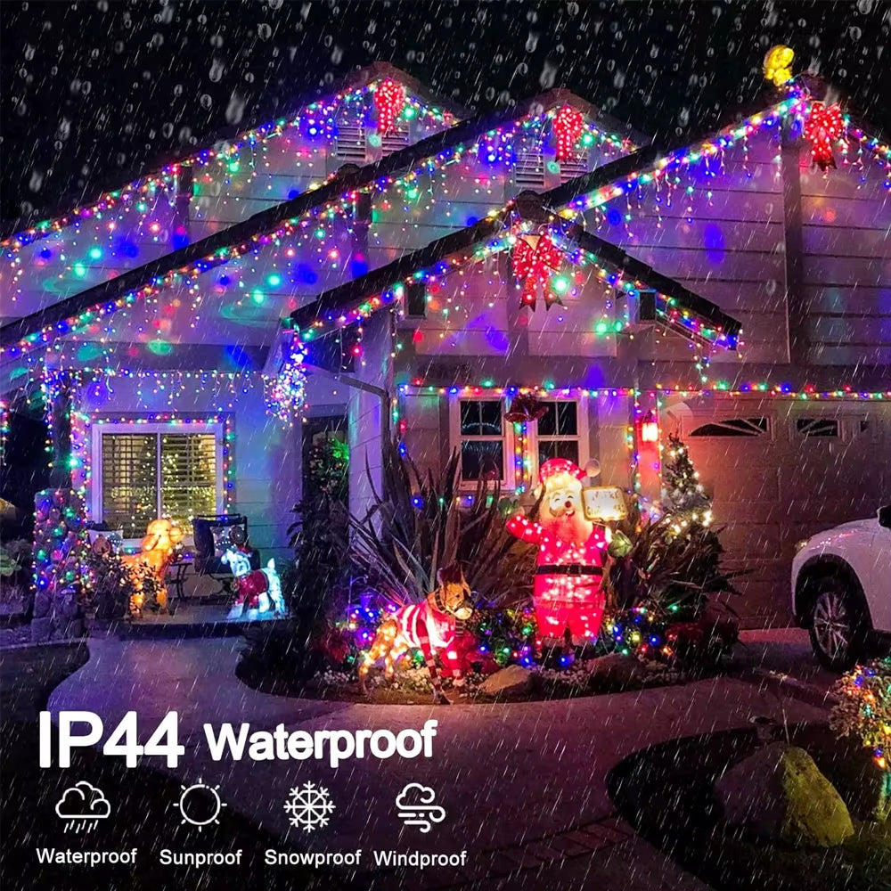 6.5/20M 200/LED Icicle String Lights Christmas 40Drops 8 Modes, Plug in Curtain Waterproof for Holiday Wedding Party Home Garden